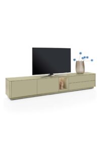 Trentino, Planche basse 270 cm. - 2 portes + 2 tiroirs + 1 niche - mdf laqué - Olive - Image 3