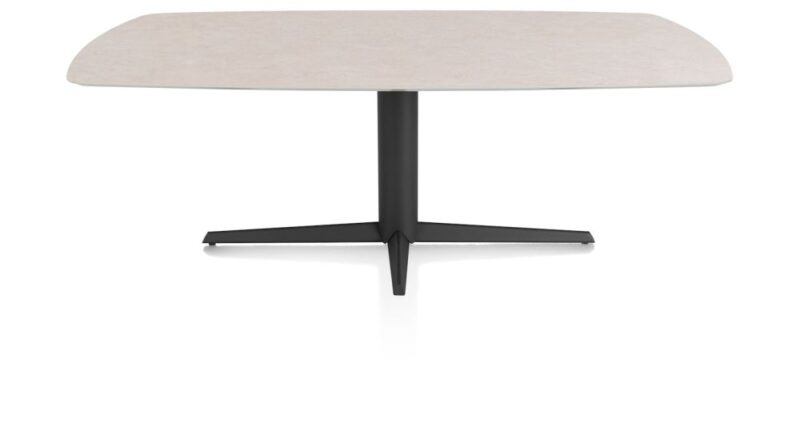 Saluti, Eetkamertafel Ovaal 210 X 105 Cm. - Centrale Poot - Rough Off Black - Light Sand - Afbeelding 1