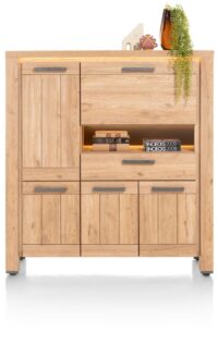 Delmonte, highboard 130 cm - 4-deuren + 1-lade + 1-klep + 1-niche (LED + dimmer)