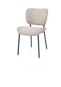 Julia, eetkamerstoel - 4-pootjes - rough off black - stof Vada - beige