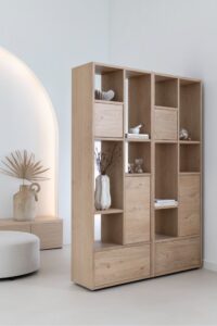 Lugana, roomdivider 150 cm - 4-deuren + 1-lade + 8-niches - natural - Afbeelding 3