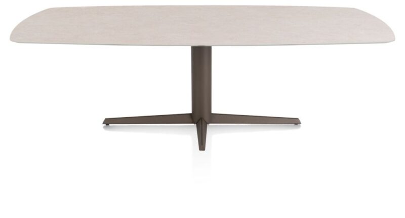 Saluti, Eetkamertafel Ovaal 240 X 110 Cm. - Centrale Poot - Steelbrown - Light Sand - Afbeelding 1