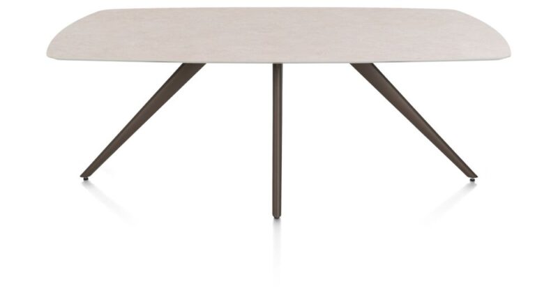 Saluti, Eetkamertafel Ovaal 210 X 105 Cm. - 4-Pootjes - Steelbrown - Light Sand - Afbeelding 1