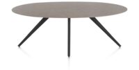 Saluti, TABLE ELLIPS 210 X 105 CM. - 4-POOTJES - ROUGH OFF BLACK - Lava
