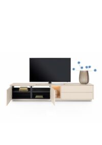 Trentino, Lowboard 240 cm. - 2-deuren + 2-laden + 1-niche - mdf gelakt - Creme - Afbeelding 3