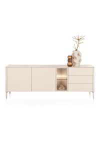 Trentino, Dressoir 210 cm. - 2-deuren + 3-laden + 2-niches - Creme