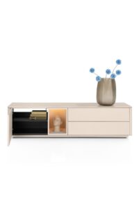 Trentino, Lowboard 180 cm. - 1-deur + 2-laden + 1-niche - mdf gelakt - Creme - Afbeelding 3