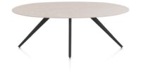 Saluti, TABLE ELLIPS 210 X 105 CM. - 4-POOTJES - ROUGH OFF BLACK - Light sand