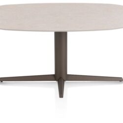 Saluti, EETKAMERTAFEL ELLIPS 180 X 105 CM. - CENTRALE POOT - STEELBROWN - Light sand