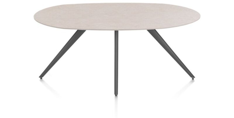 Saluti, Eetkamertafel Ellips 180 X 105 Cm. - 4-Pootjes - Graphiet - Light Sand - Afbeelding 1