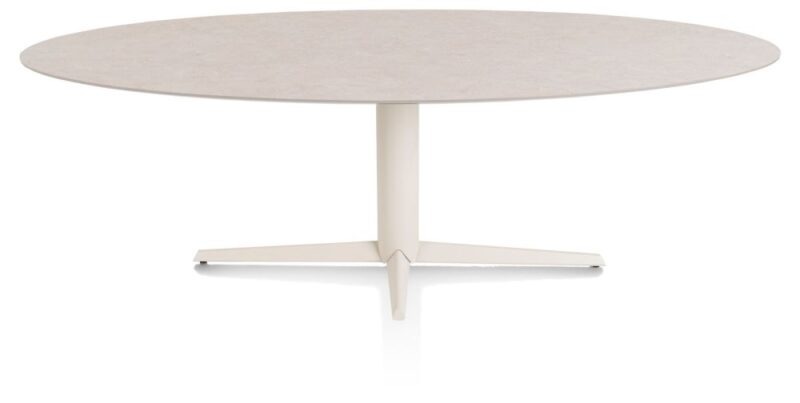Saluti, Eetkamertafel Ellips 240 X 110 Cm. - Centrale Poot - Crème - Light Sand - Afbeelding 1