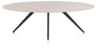 Saluti, TABLE ELLIPS 240 X 110 CM. - 4-POOTJES - ROUGH OFF BLACK - Light sand