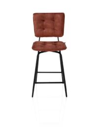 Manou, chaise de bar haut - off black - tissu Karese - cuivre - Image 2