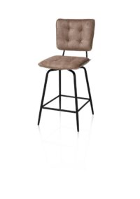 Manou, chaise de bar haut - off black - tissu Karese - Camel