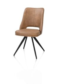 Ian, Chaise de salle à manger - rotative à 180 degrés - rough off black - knock down - pala - Cognac