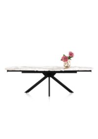 Axelle, Uitschuiftafel 180 (+2 x 40 cm) x 90 cm, keramiek, marble creme