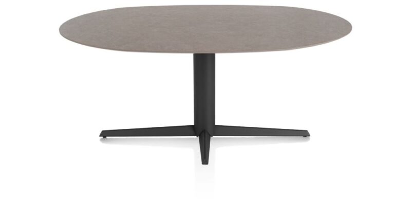 Saluti, Eetkamertafel Ellips 180 X 105 Cm. - Centrale Poot - Rough Off Black - Lava - Afbeelding 1