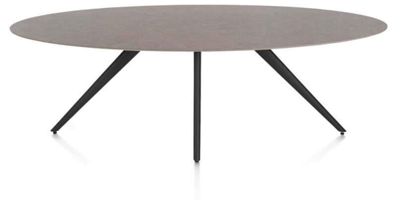 Saluti, Eetkamertafel Ellips 240 X 110 Cm. - 4-Pootjes - Rough Off Black - Lava - Afbeelding 1