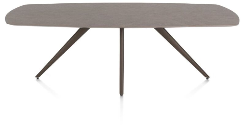 Saluti, Eetkamertafel Ovaal 240 X 110 Cm. - 4-Pootjes - Steelbrown - Lava - Afbeelding 1