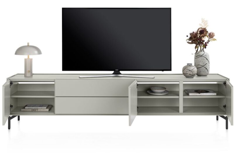 Noon, Lowboard 240 Cm - 3-Deuren + 2-Laden - Geheel Silk Grey - Afbeelding 3