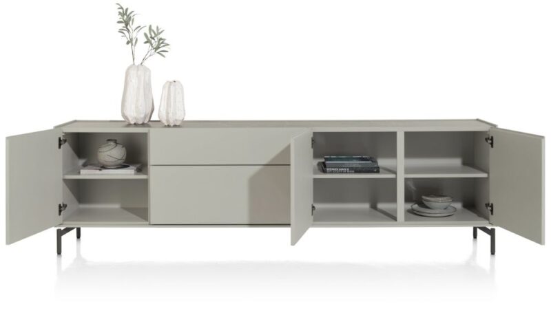 Noon, Dressoir 240 Cm - 3-Deuren + 2-Laden - Bovenblad In Hpl Light Grey - Afbeelding 2