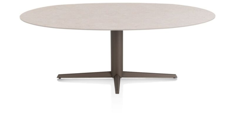 Saluti, Eetkamertafel Ellips 210 X 105 Cm. - Centrale Poot - Steelbrown - Light Sand - Afbeelding 1