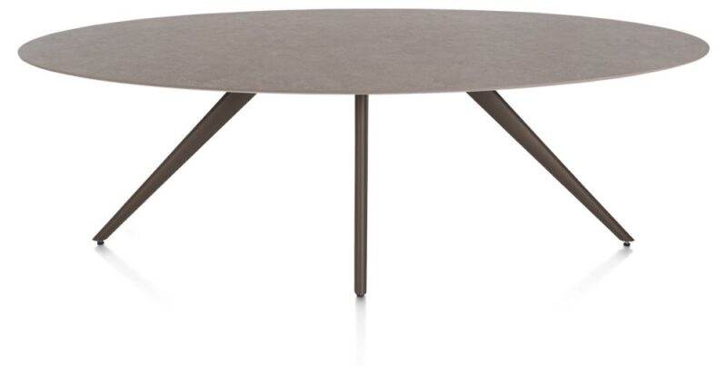 Saluti, Eetkamertafel Ellips 240 X 110 Cm. - 4-Pootjes - Steelbrown - Lava - Afbeelding 1
