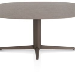 Saluti, EETKAMERTAFEL ELLIPS 180 X 105 CM. - CENTRALE POOT - STEELBROWN - Lava