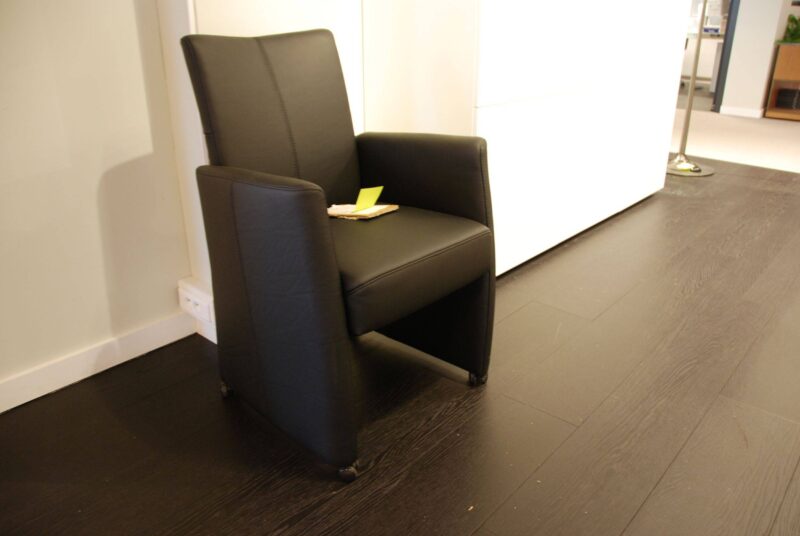 Solden Evi Bijzetzetel Leder Zwart - Afbeelding 1