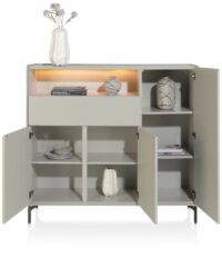 Noon, dressette 148 cm - 3-portes + 1-tiroir + 1-niche (+ LED) - complet silk grey - Image 2