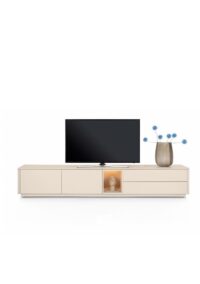 Trentino, Lowboard 270 cm. - 2-deuren + 2-laden + 1-niche - mdf gelakt - Creme - Afbeelding 2