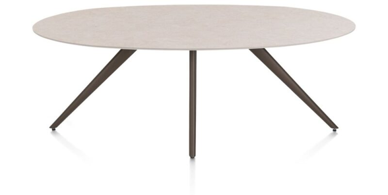 Saluti, Eetkamertafel Ellips 210 X 105 Cm. - 4-Pootjes - Steelbrown - Light Sand - Afbeelding 1