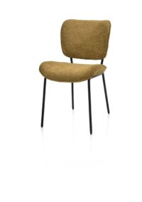 Julia, chaise - piétement rough off black - tissu Vada - Jaune ocre