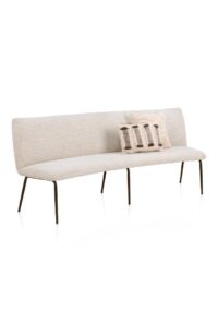Bovina, banc 210 cm - tissu Luton - piétement steelbrown - Creme - Image 2