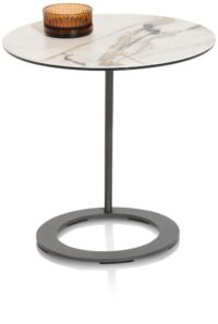 Vegas, salontafel rond 50 cm - keramiek op glas - wit