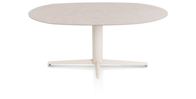 Saluti, Eetkamertafel Ellips 180 X 105 Cm. - Centrale Poot - Crème - Light Sand - Afbeelding 1