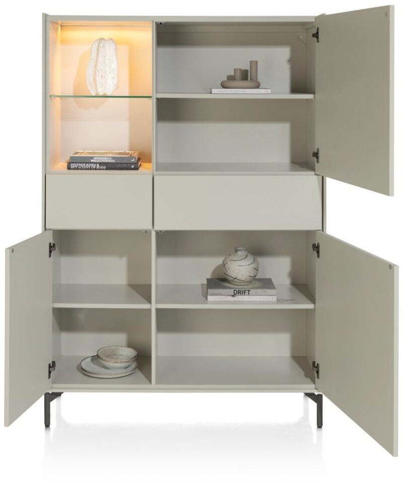 Noon, Armoire 120 Cm - 3-Portes + 2-Tiroirs (+ Led) - Complet Silk Grey - Image 2