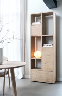 Lugana, roomdivider 76 cm - 2-deuren + 1-lade + 5-niches - natural - Afbeelding 3