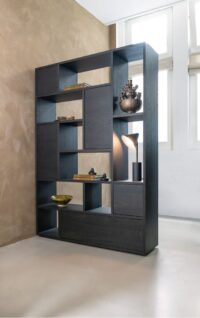 Lugana, roomdivider 150 cm - 4-deuren + 1-lade + 8-niches - Onyx - Afbeelding 3