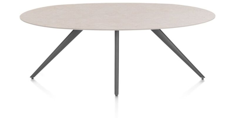 Saluti, Eetkamertafel Ellips 210 X 105 Cm. - 4-Pootjes - Graphiet - Light Sand - Afbeelding 1