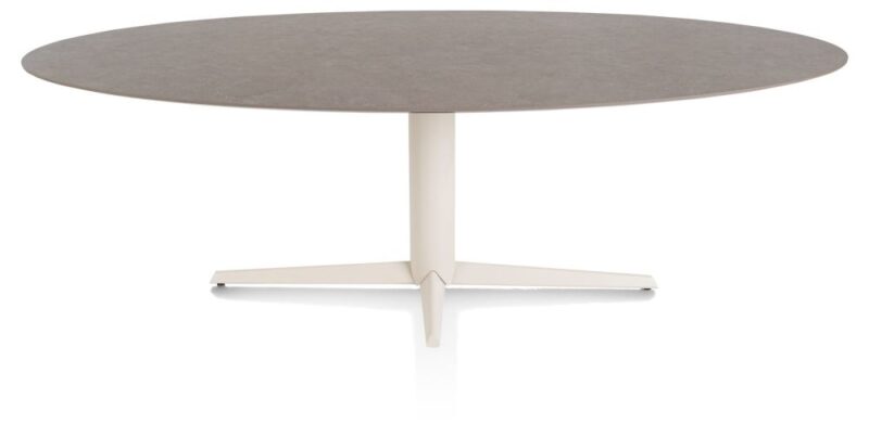 Saluti, Eetkamertafel Ellips 240 X 110 Cm. - Centrale Poot - Crème - Lava - Afbeelding 1