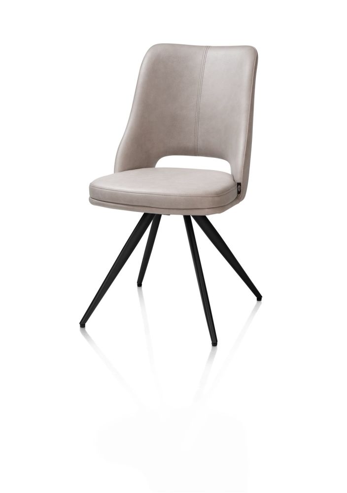 Bbc907519F165F352C10E5574B5B7848952081B3_Images_T_Ll_M_A051D1C79E024D59Ac9A6D0892Fc21C3_Image.jpg Ian, Chaise De Salle À Manger - Rotative À 180 Degrés - Rough Off Black - Knock Down - Pala - Gris Clair - Image 1