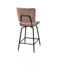 Manou, chaise de bar haut - off black - tissu Karese - Camel - Image 3