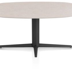 Saluti, EETKAMERTAFEL ELLIPS 180 X 105 CM. - CENTRALE POOT - ROUGH OFF BLACK - Light sand