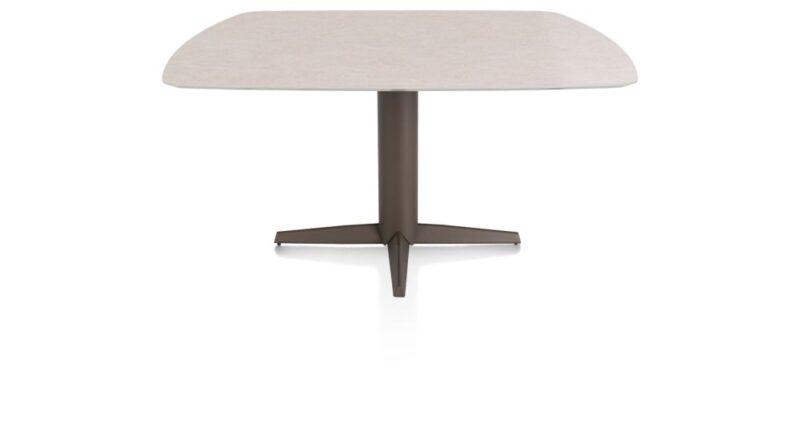 Saluti, Eetkamertafel Ovaal 150 X 105 Cm. - Centrale Poot - Steelbrown - Light Sand - Afbeelding 1