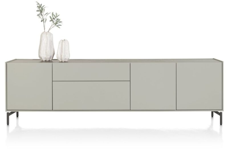 Noon, Dressoir 240 Cm - 3-Deuren + 2-Laden - Bovenblad In Hpl Light Grey - Afbeelding 1