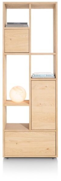 Lugana, roomdivider 76 cm - 2-deuren + 1-lade + 5-niches - natural