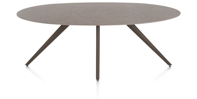 Saluti, Eetkamertafel Ellips 210 X 105 Cm. - 4-Pootjes - Steelbrown - Lava - Afbeelding 1