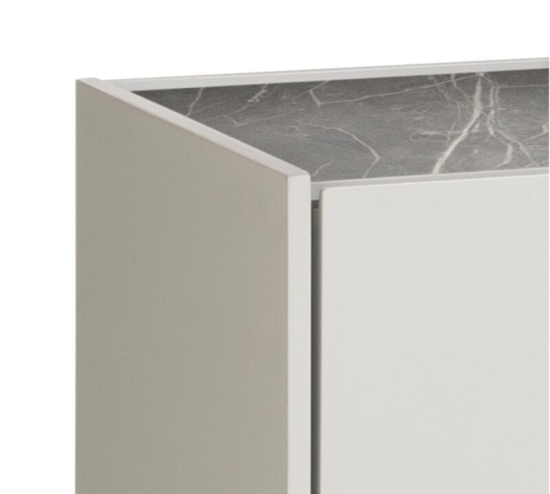 Noon, Lowboard 170 Cm - 2-Deuren + 2-Laden - Bovenblad In Hpl Light Grey - Afbeelding 3