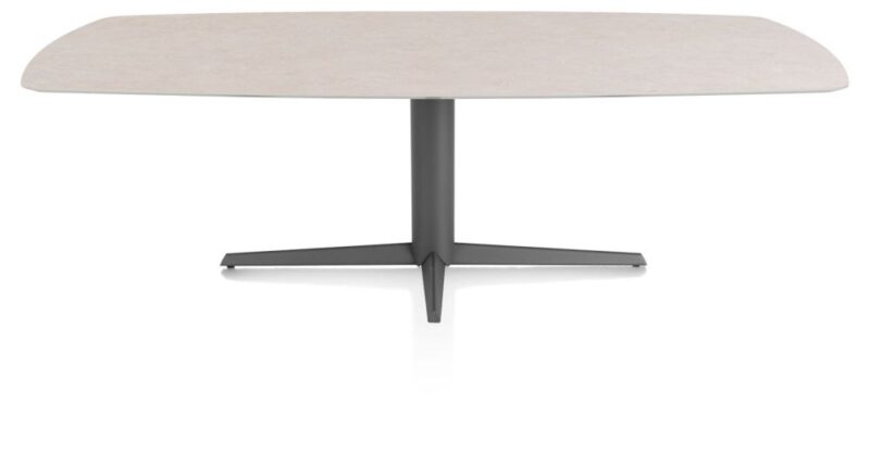 Saluti, Eetkamertafel Ovaal 240 X 110 Cm. - Centrale Poot - Graphiet - Light Sand - Afbeelding 1